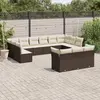 Image de vidaXL Salon de jardin avec coussins 13 pcs marron résine tressée