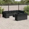 Image de vidaXL Salon de jardin avec coussins 14 pcs noir résine tressée