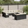Image de vidaXL Salon de jardin avec coussins 14 pcs noir résine tressée