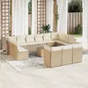 Image de vidaXL Salon de jardin avec coussins 14 pcs beige résine tressée