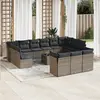 Image de vidaXL Salon de jardin avec coussins 14 pcs gris résine tressée
