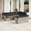 Image de vidaXL Salon de jardin avec coussins 14 pcs gris clair résine tressée