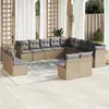 Image de vidaXL Salon de jardin avec coussins 13 pcs beige résine tressée
