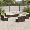 Image de vidaXL Salon de jardin avec coussins 13 pcs marron résine tressée