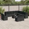 Image de vidaXL Salon de jardin avec coussins 14 pcs noir résine tressée