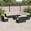 Image de vidaXL Salon de jardin avec coussins 14 pcs noir résine tressée