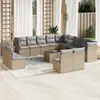 Image de vidaXL Salon de jardin avec coussins 14 pcs beige résine tressée