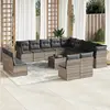 Image de vidaXL Salon de jardin avec coussins 14 pcs gris clair résine tressée
