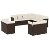 Image de vidaXL Salon de jardin et coussins 11 pcs marron résine tressée