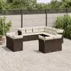 Image de vidaXL Salon de jardin et coussins 11 pcs marron résine tressée