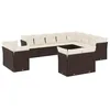 Image de vidaXL Salon de jardin avec coussins 12 pcs marron résine tressée