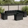 Image de vidaXL Salon de jardin avec coussins 13 pcs noir résine tressée