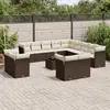 Image de vidaXL Salon de jardin avec coussins 14 pcs marron résine tressée