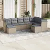 Image de vidaXL Salon de jardin avec coussins 9 pcs beige résine tressée