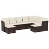 Image de vidaXL Salon de jardin avec coussins 9 pcs marron résine tressée