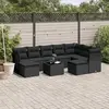 Image de vidaXL Salon de jardin 10 pcs avec coussins noir résine tressée