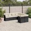 Image de vidaXL Salon de jardin 8 pcs avec coussins noir résine tressée
