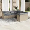 Image de vidaXL Salon de jardin avec coussins 8 pcs beige résine tressée