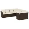 Image de vidaXL Salon de jardin 8 pcs avec coussins marron résine tressée