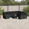 Image de vidaXL Salon de jardin 11 pcs avec coussins noir résine tressée