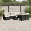 Image de vidaXL Salon de jardin 11 pcs avec coussins noir résine tressée