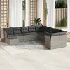 Image de vidaXL Salon de jardin 11 pcs avec coussins gris clair résine tressée