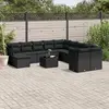 Image de vidaXL Salon de jardin 12 pcs avec coussins noir résine tressée