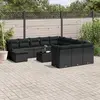 Image de vidaXL Salon de jardin avec coussins 13 pcs noir résine tressée