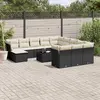 Image de vidaXL Salon de jardin avec coussins 13 pcs noir résine tressée