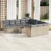 Image de vidaXL Salon de jardin avec coussins 13 pcs beige résine tressée