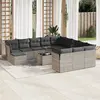 Image de vidaXL Salon de jardin avec coussins 13 pcs gris clair résine tressée