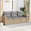 Image de vidaXL Salon de jardin avec coussins 3 pcs beige résine tressée