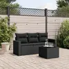 Image de vidaXL Salon de jardin 4 pcs avec coussins noir résine tressée