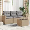 Image de vidaXL Salon de jardin avec coussins 4 pcs beige résine tressée
