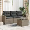 Image de vidaXL Salon de jardin 4 pcs avec coussins gris résine tressée