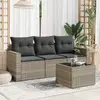 Image de vidaXL Salon de jardin 4 pcs avec coussins gris clair résine tressée
