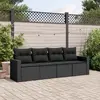 Image de vidaXL Salon de jardin 4 pcs avec coussins noir résine tressée