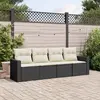 Image de vidaXL Salon de jardin 4 pcs avec coussins noir résine tressée