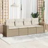 Image de vidaXL Salon de jardin avec coussins 4 pcs beige résine tressée