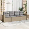 Image de vidaXL Salon de jardin avec coussins 4 pcs beige résine tressée