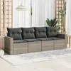 Image de vidaXL Salon de jardin 4 pcs avec coussins gris clair résine tressée