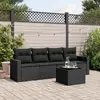 Image de vidaXL Salon de jardin 5 pcs avec coussins noir résine tressée