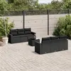 Image de vidaXL Salon de jardin 7 pcs avec coussins noir résine tressée