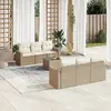 Image de vidaXL Salon de jardin avec coussins 7 pcs beige résine tressée