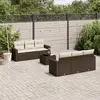 Image de vidaXL Salon de jardin avec coussins 7 pcs marron résine tressée