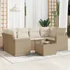 Image de vidaXL Salon de jardin avec coussins 7 pcs beige résine tressée