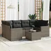 Image de vidaXL Salon de jardin avec coussins 7 pcs gris résine tressée