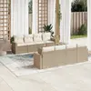 Image de vidaXL Salon de jardin avec coussins 9 pcs beige résine tressée