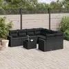 Image de vidaXL Salon de jardin 9 pcs avec coussins noir résine tressée