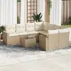 Image de vidaXL Salon de jardin avec coussins 9 pcs beige résine tressée